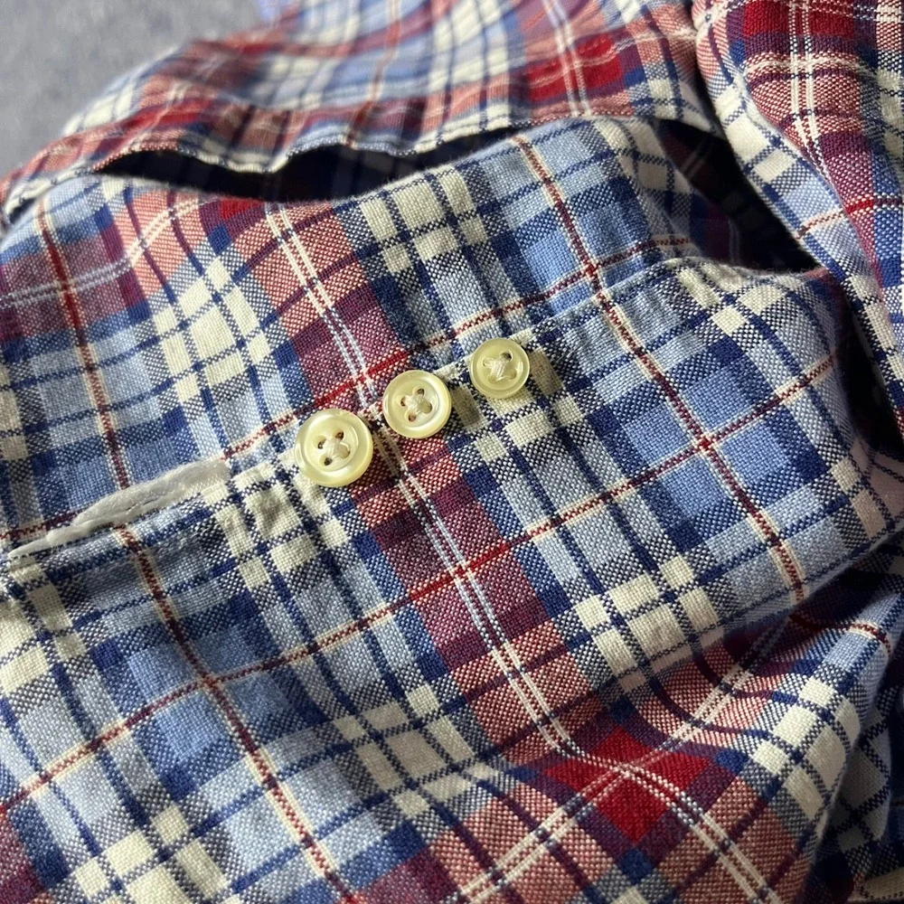 Polo Ralph Lauren Plaid Button Down Shirt Mens 2XB Blue Red Long Sleeve Big Tall